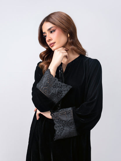 2 Piece Velvet Suit- Embroidered (Pret)