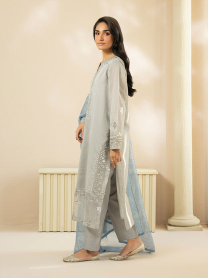 3-Piece Raw Silk Suit-Embroidered (Pret)