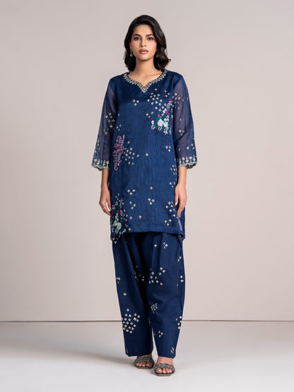 2 Piece Net Suit-Embroidered  (Pret)