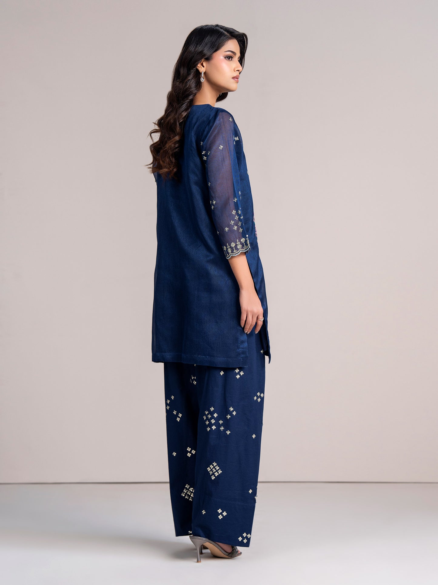 2 Piece Net Suit-Embroidered  (Pret)