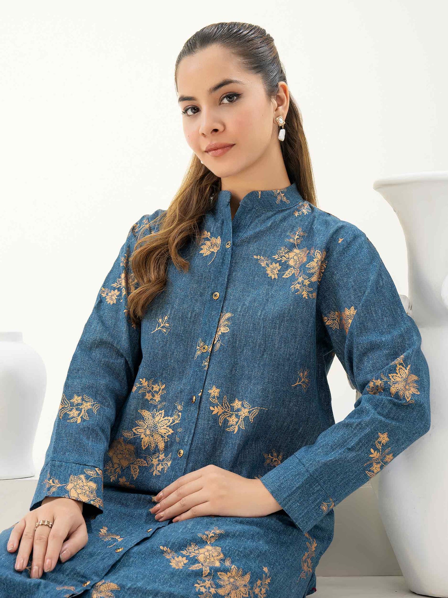 2 Piece Khaddar Suit-Paste Print (Pret)
