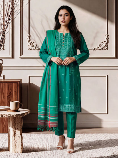 3 Piece Khaddar Suit-Embroidered (Pret)