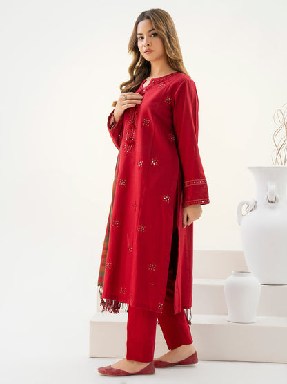 3 Piece Khaddar Suit-Embroidered (Pret)