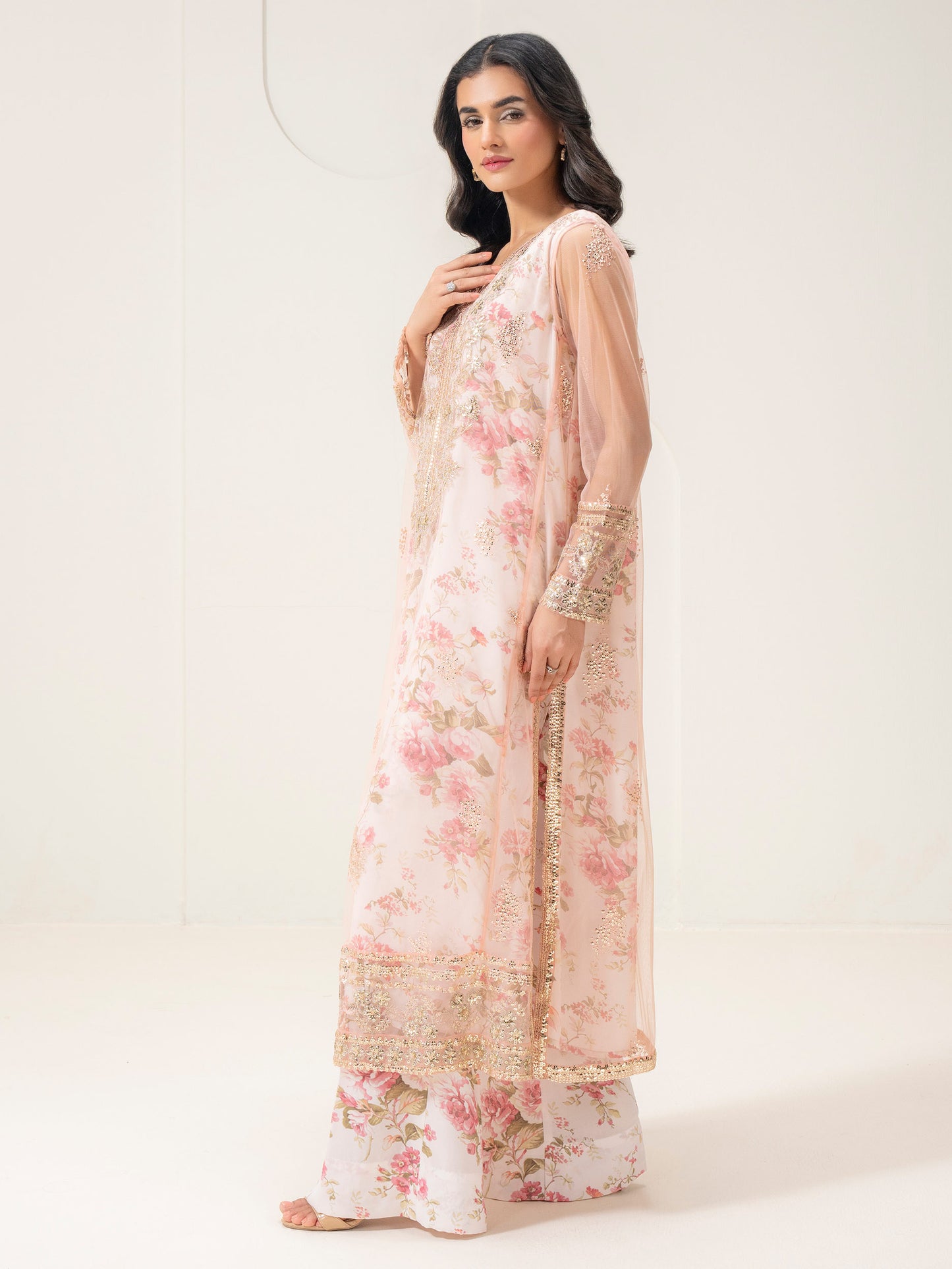 2 Piece Net Suit-Embellished (Pret)