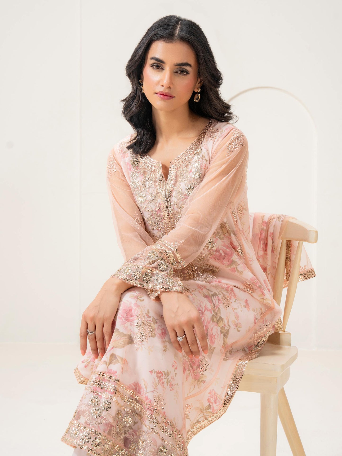 2 Piece Net Suit-Embellished (Pret)