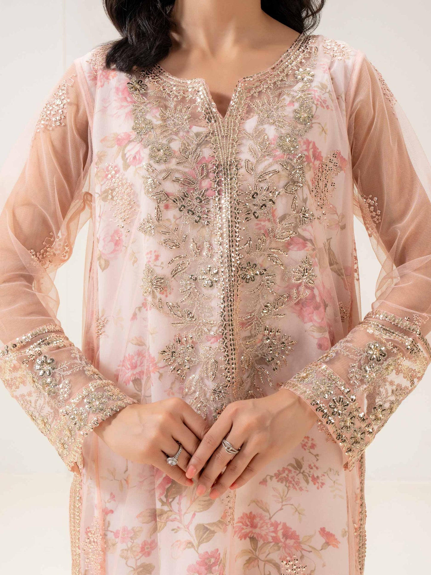 2 Piece Net Suit-Embellished (Pret)