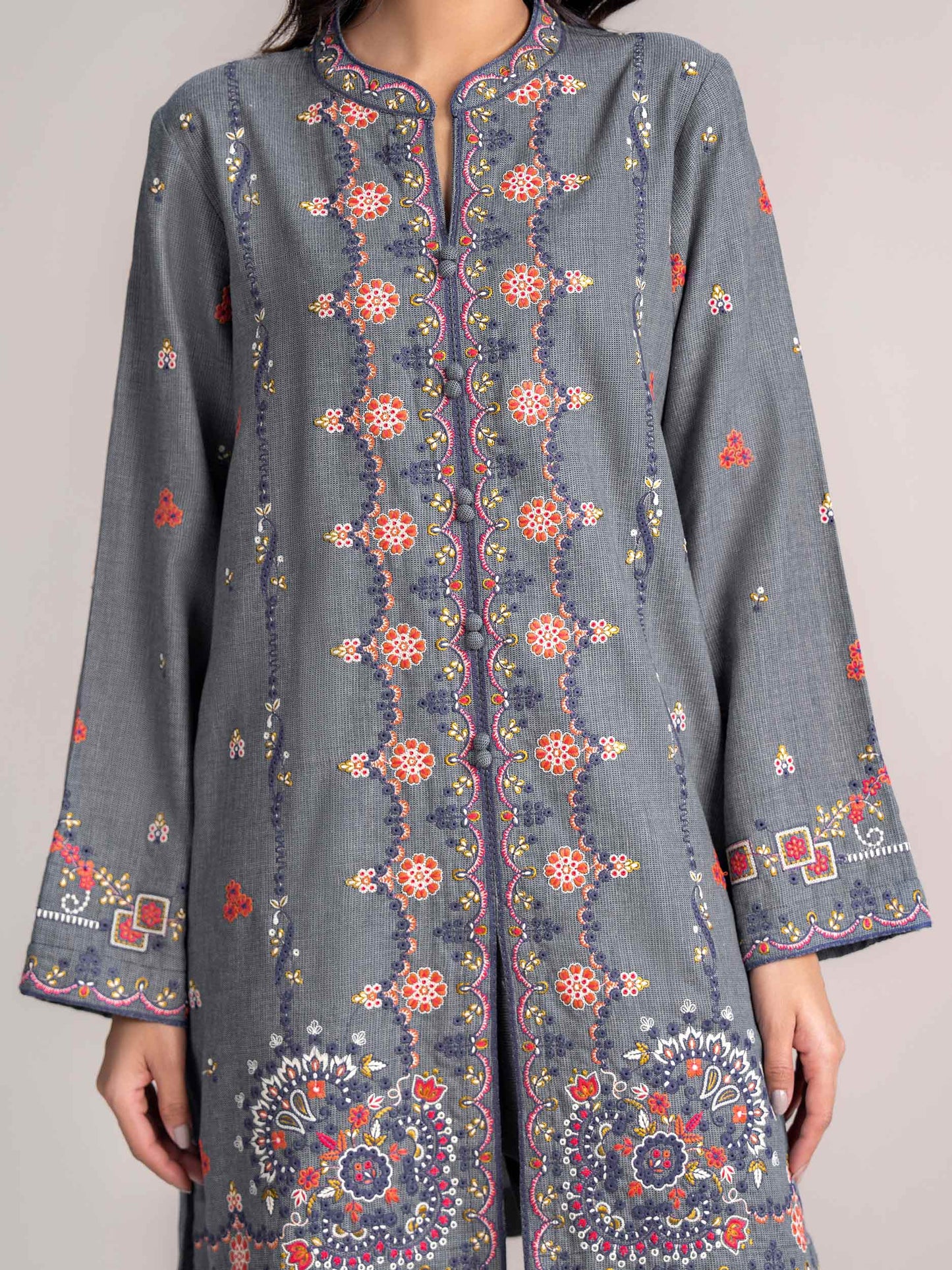 Yarn Dyed Co-ord Set- Embroidered