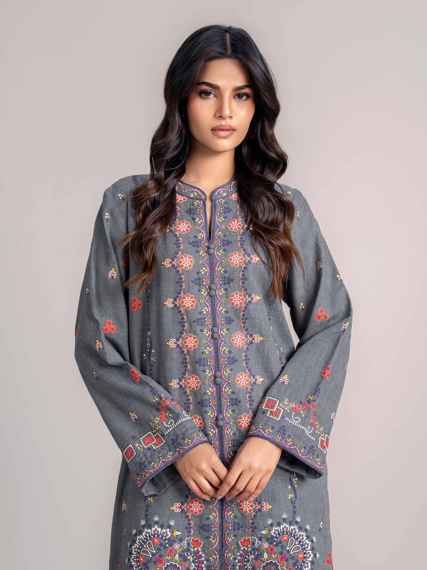 Yarn Dyed Co-ord Set- Embroidered