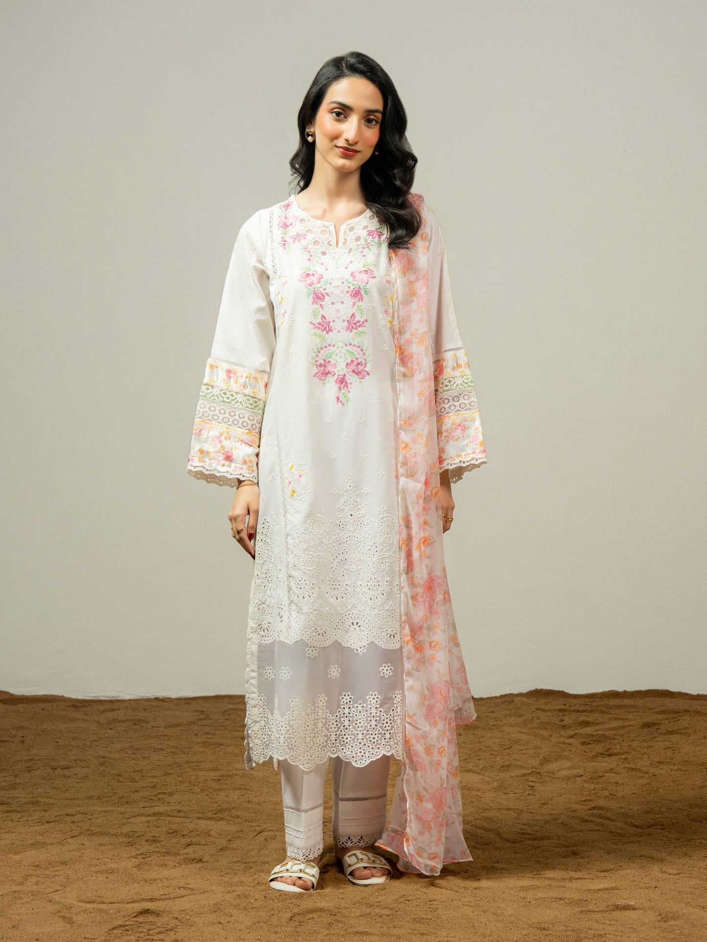 3 Piece Cambric Suit-Embroidered (Pret)