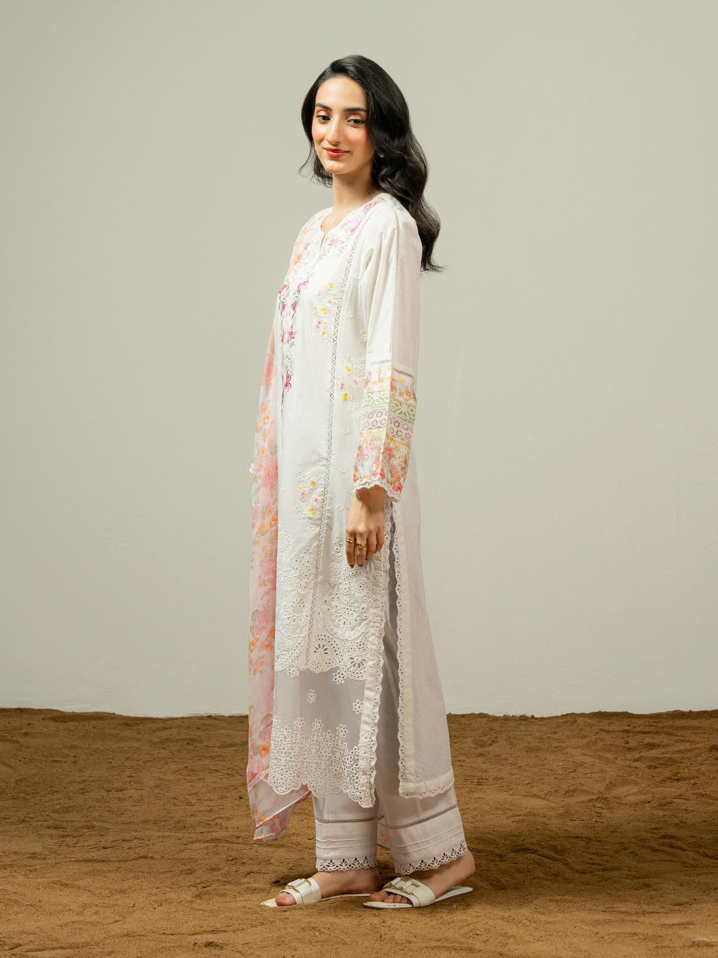 3 Piece Cambric Suit-Embroidered (Pret)