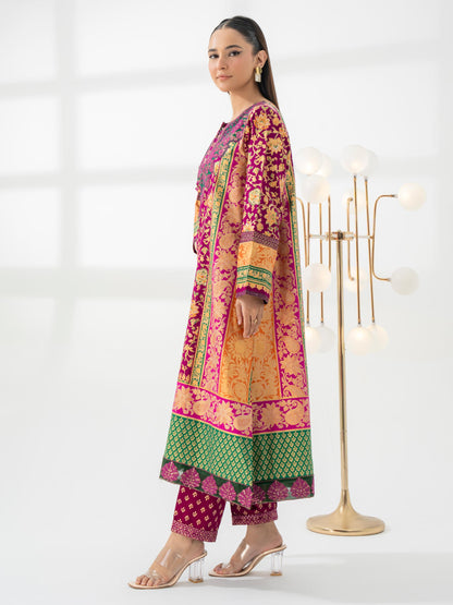 2 Piece Satin Suit-Embroidered (Pret)