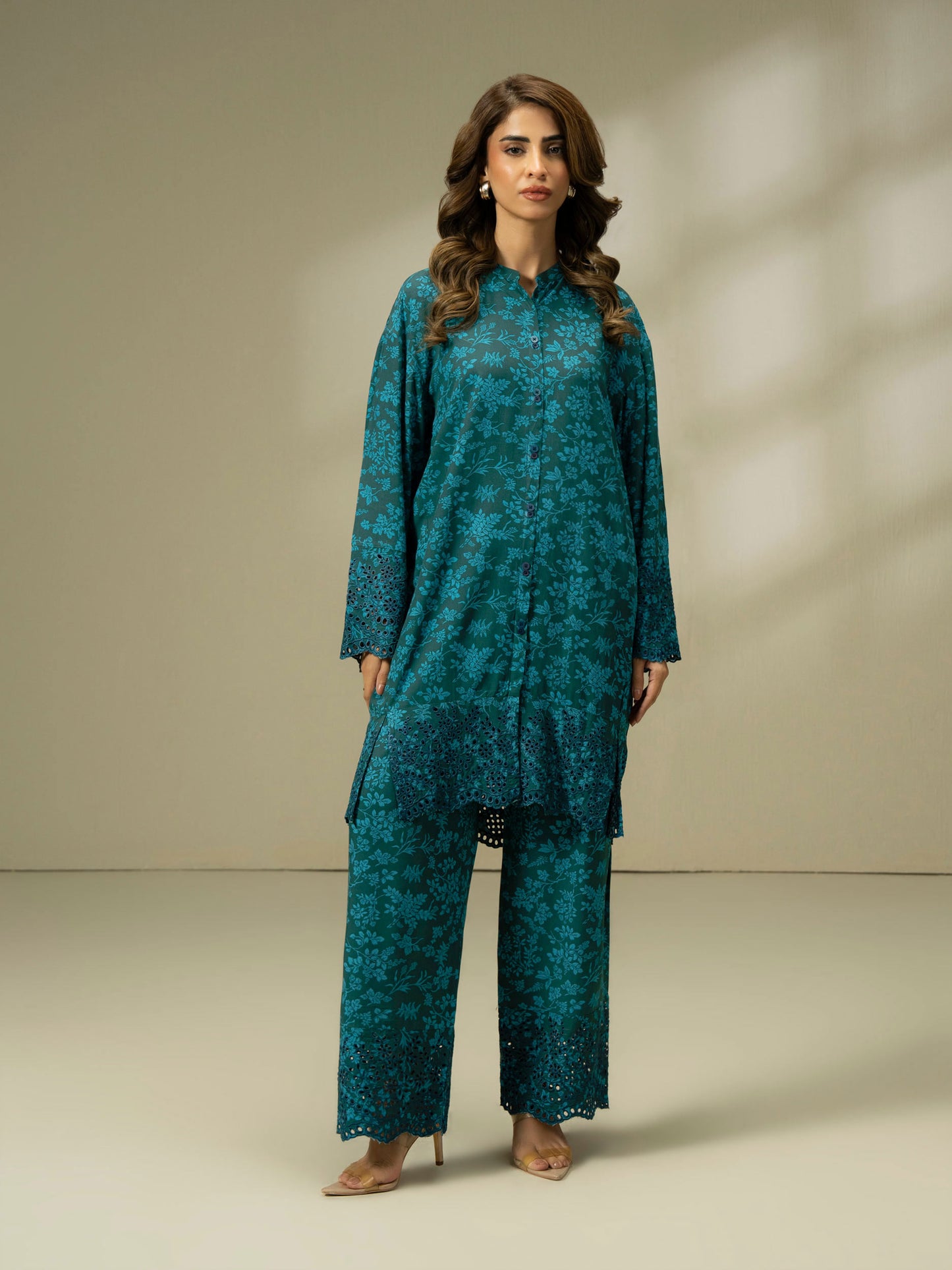 2 Piece Linen Suit-Embroidered (Pret)
