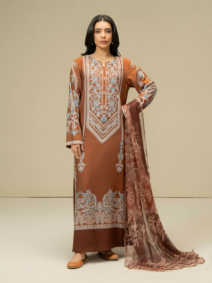 3 Piece Linen Suit-Prined (Pret)