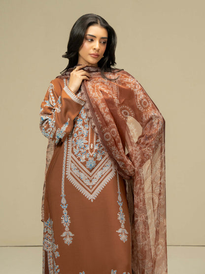 3 Piece Linen Suit-Prined (Pret)