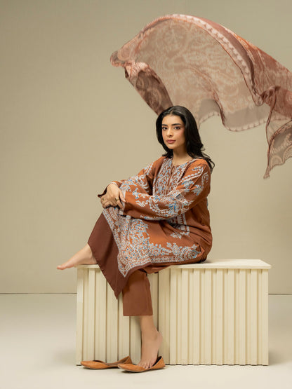 3 Piece Linen Suit-Prined (Pret)