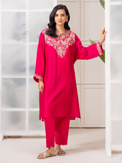 2 Piece Satin Suit-Embellished (Pret)