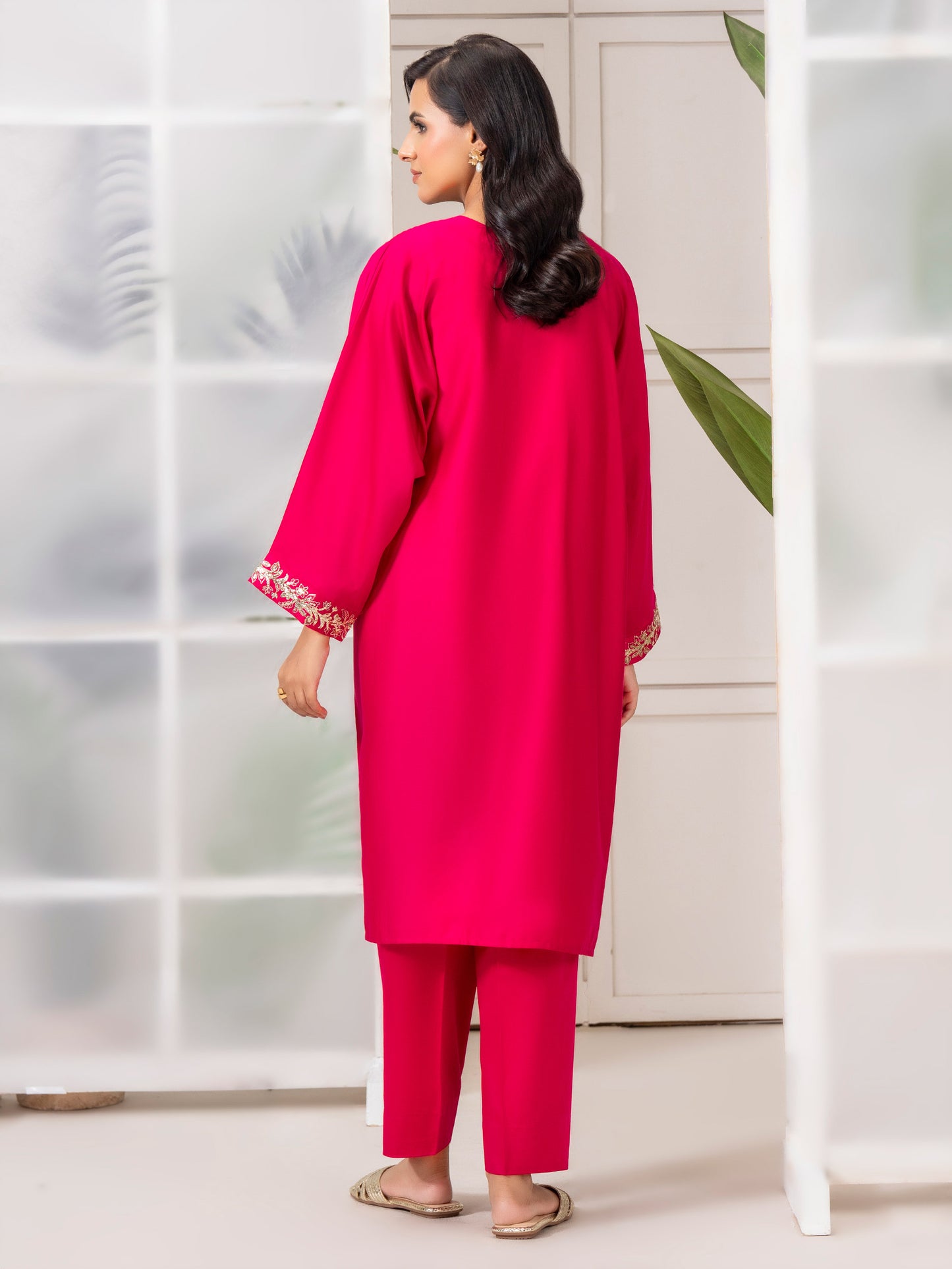 2 Piece Satin Suit-Embellished (Pret)