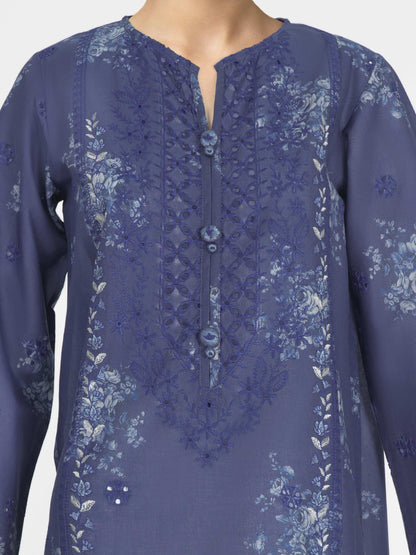 3 Piece Cambric Suit- Embroidered (Pret)