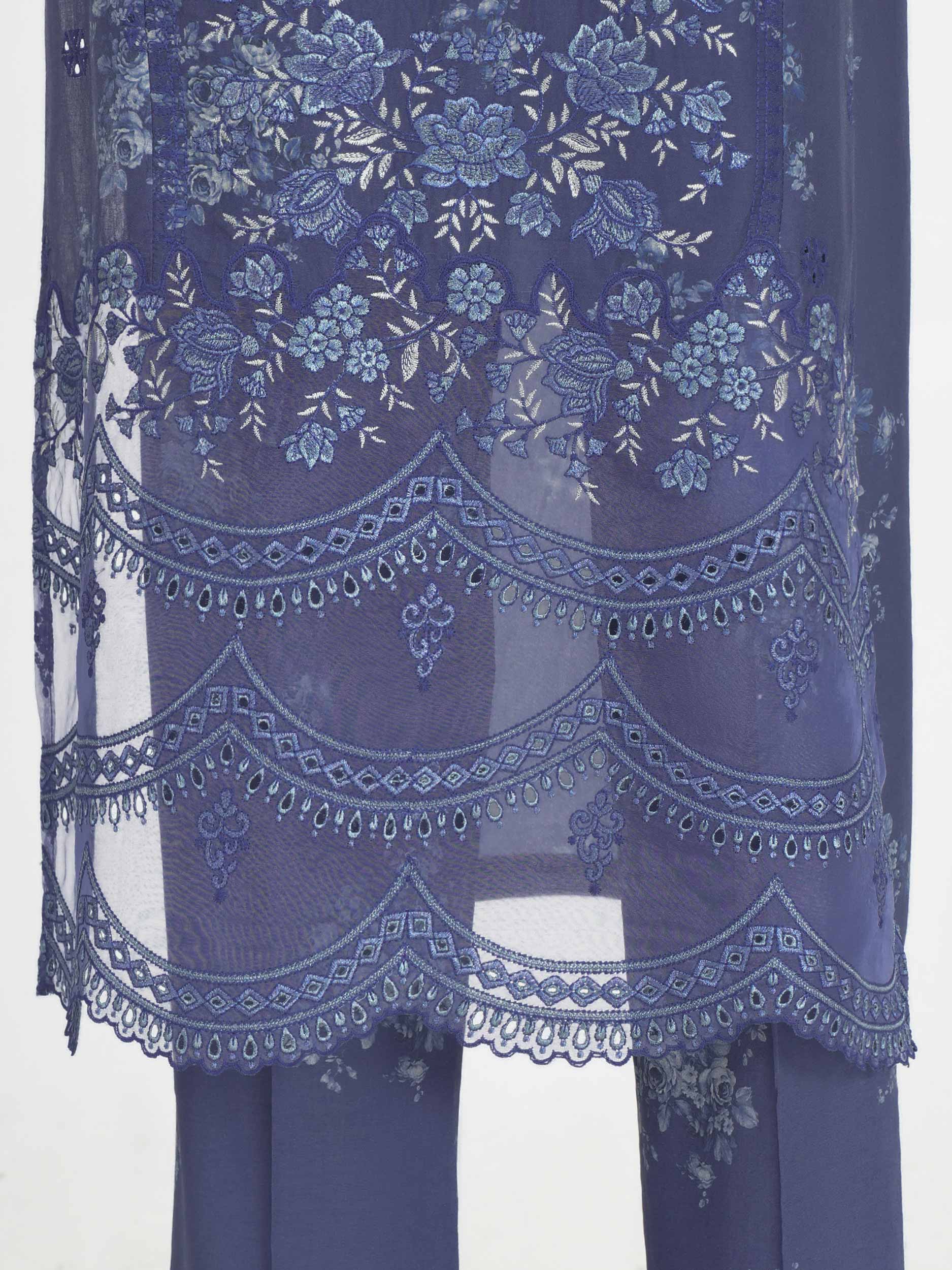 3 Piece Cambric Suit- Embroidered (Pret)