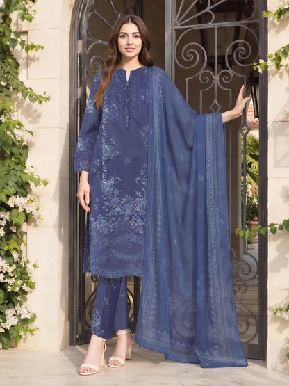 3 Piece Cambric Suit- Embroidered (Pret)