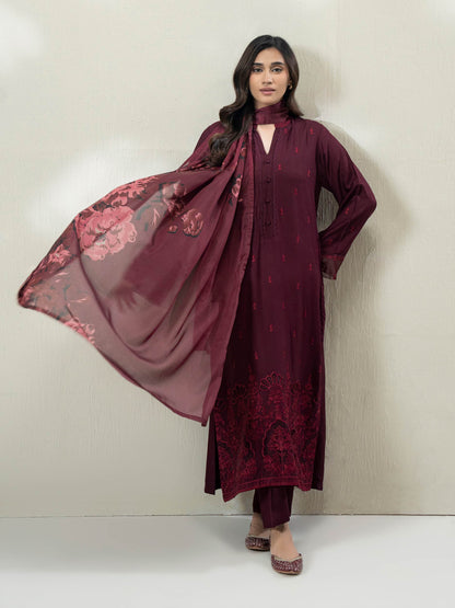 3-Piece Crepe Suit- Embroidered (Pret)