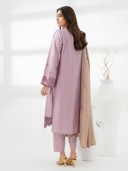 3 Piece Satin Suit-Embroidered (Pret)