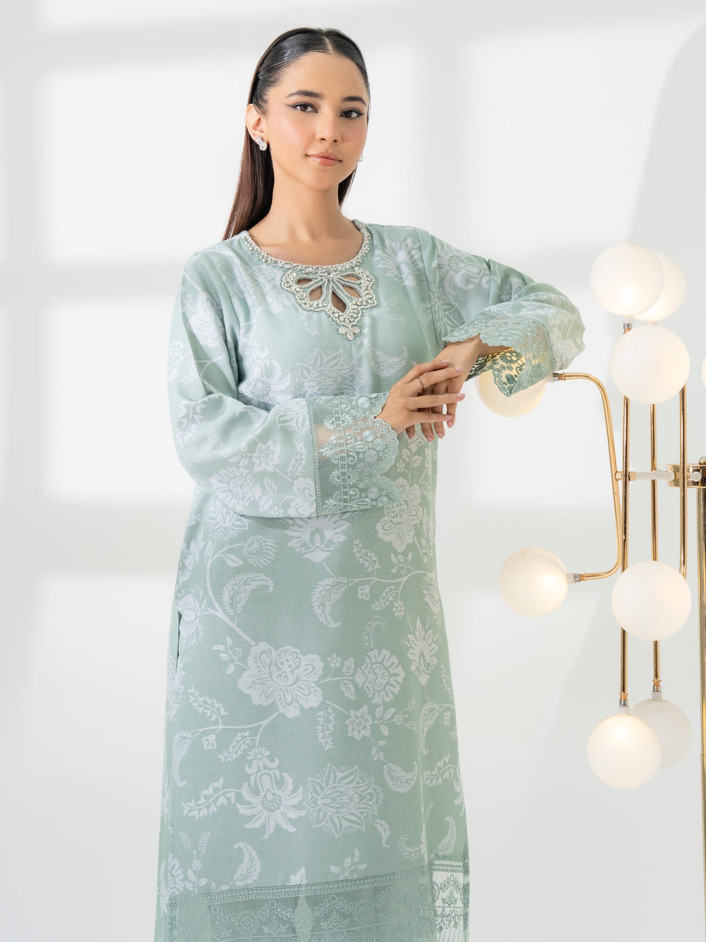 2 Piece Jacquard Suit-Embroidered (Pret)