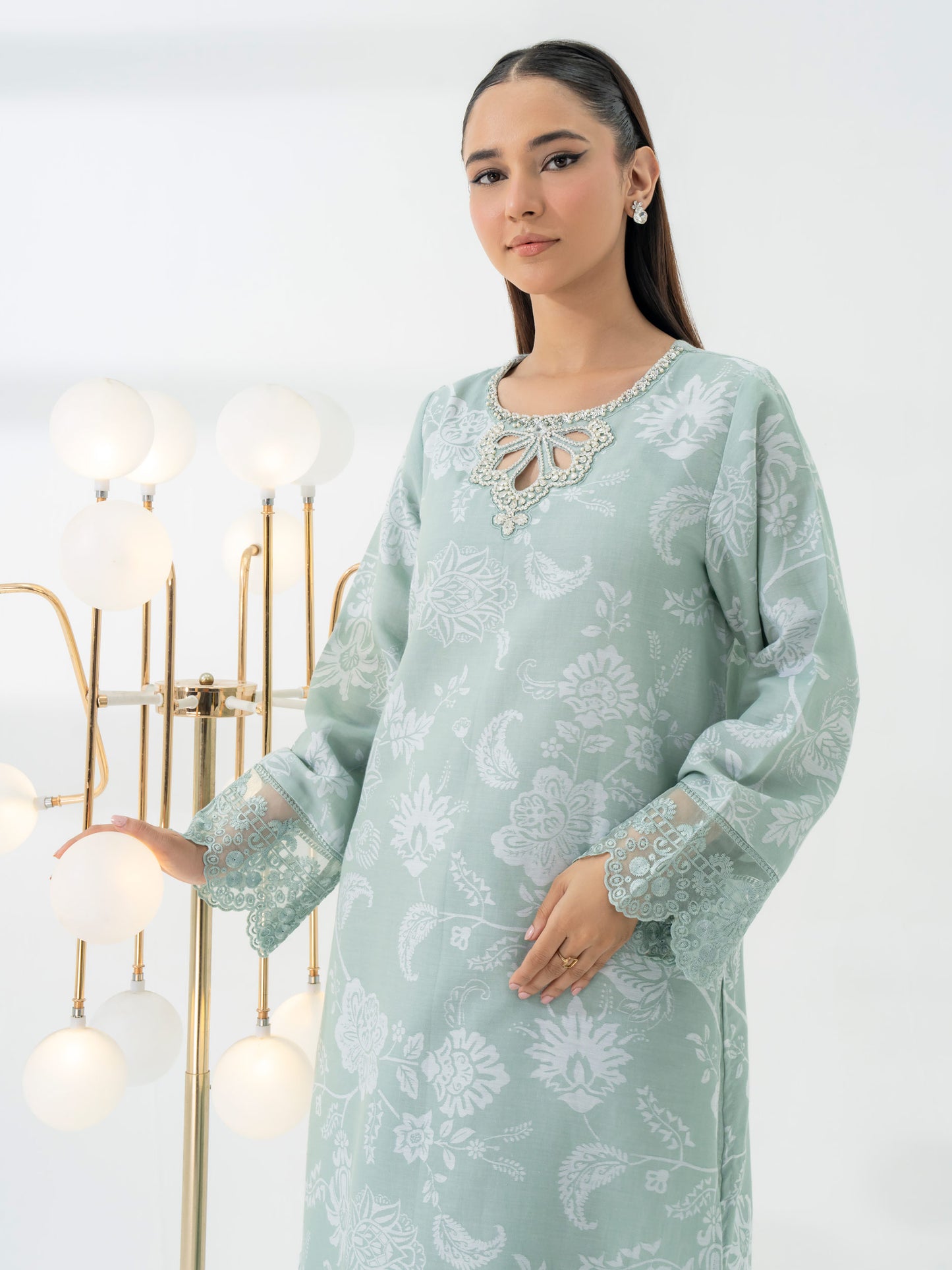 2 Piece Jacquard Suit-Embroidered (Pret)