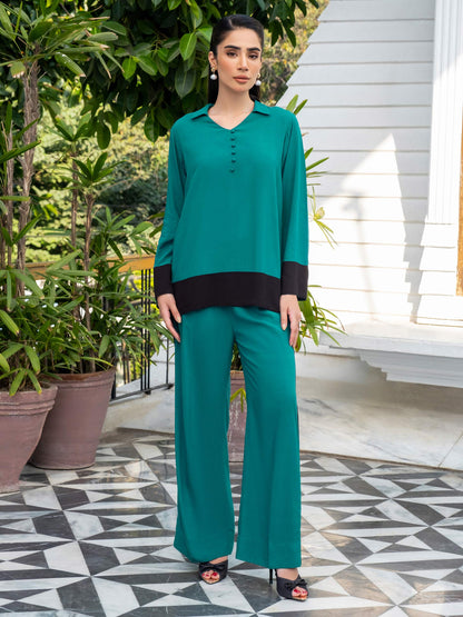 Dyed Color Block Linen Co-Ord Set