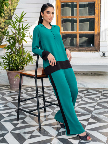 Dyed Color Block Linen Co-Ord Set