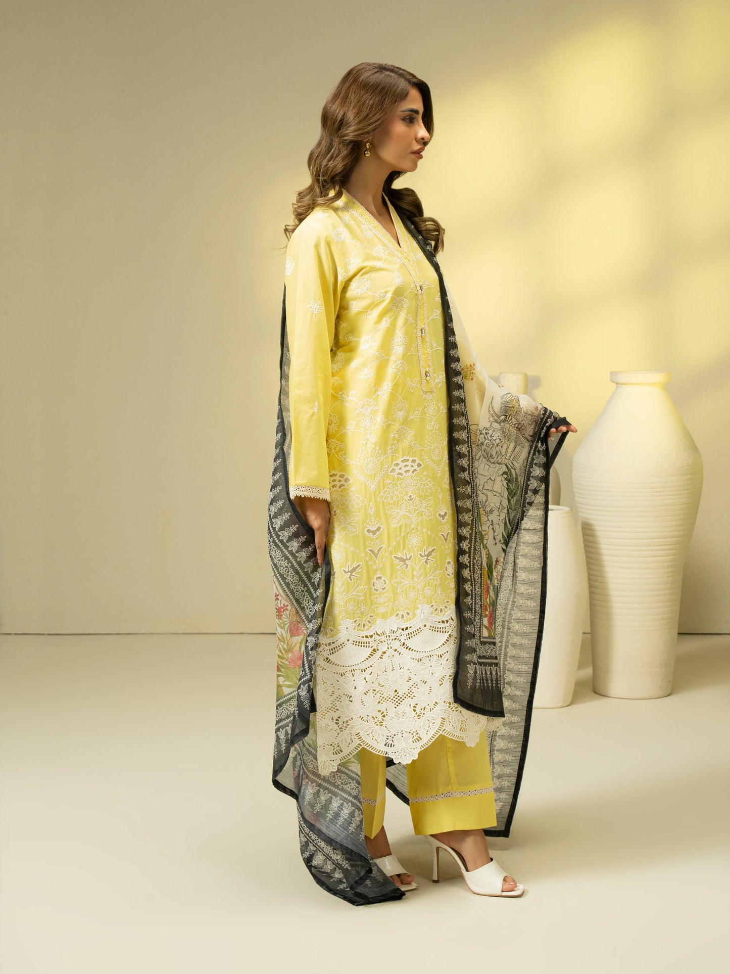 3 Piece Cambric Suit-Embroidered (Pret)