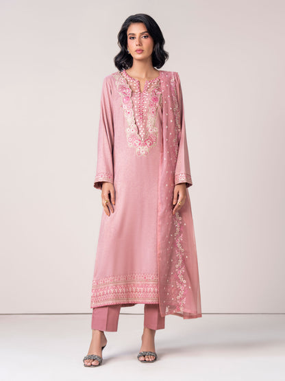 3 Piece Zari Karandi Suit- Embroidered (Pret)