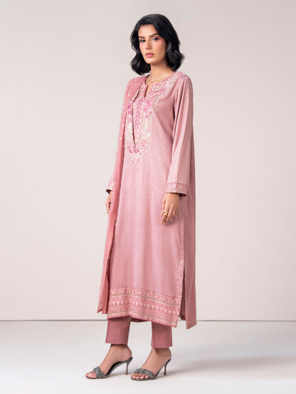 3 Piece Zari Karandi Suit- Embroidered (Pret)