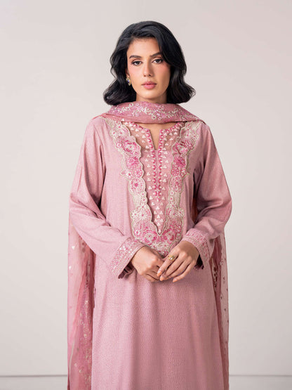 3 Piece Zari Karandi Suit- Embroidered (Pret)
