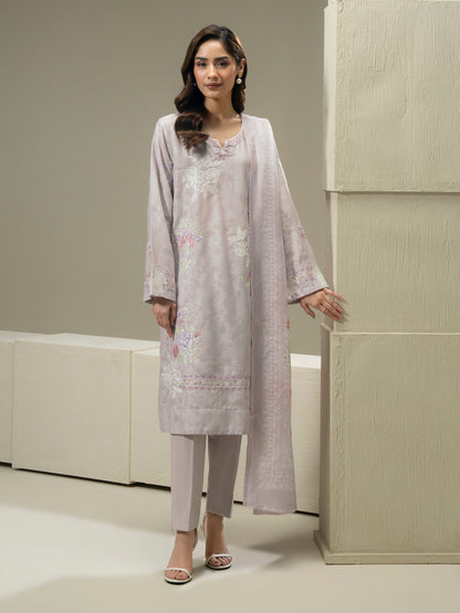 3 Piece Jacquard Suit-Embroidered (Pret)