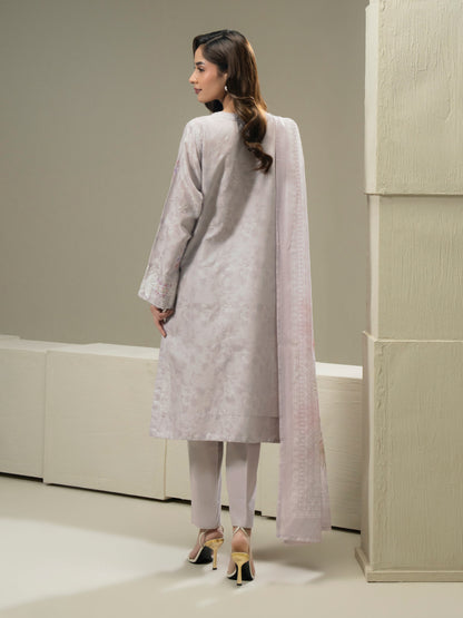 3 Piece Jacquard Suit-Embroidered (Pret)