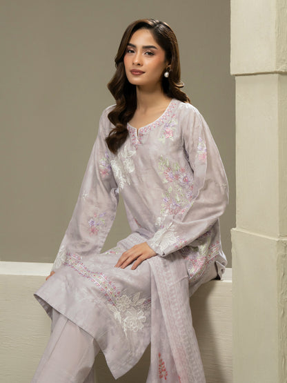 3 Piece Jacquard Suit-Embroidered (Pret)