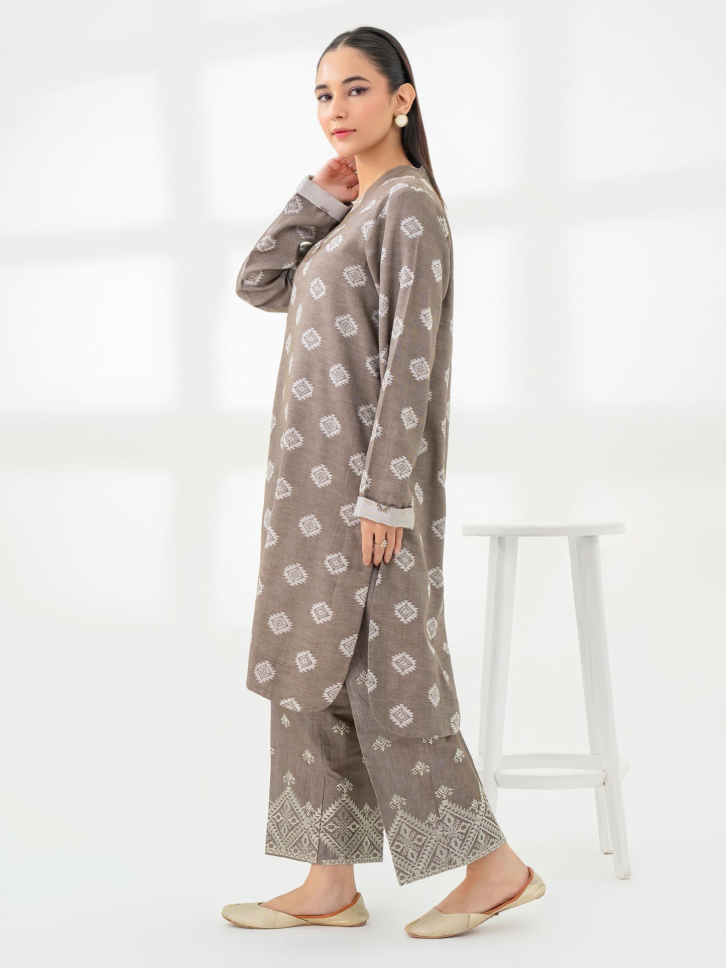 2 Piece Jacquard Suit-Embroidered (Pret)