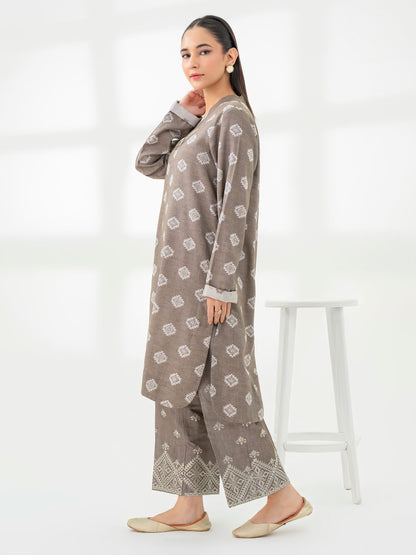 2 Piece Jacquard Suit-Embroidered (Pret)