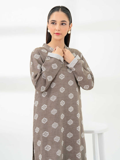 2 Piece Jacquard Suit-Embroidered (Pret)