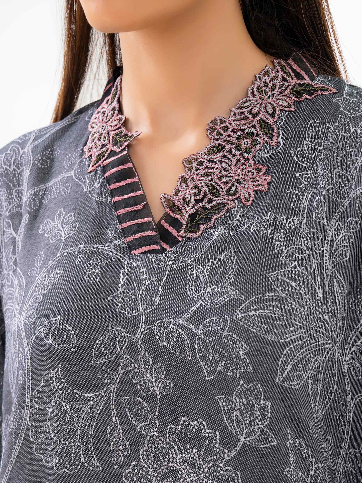 2 Piece Jacquard Suit-Embroidered (Pret)