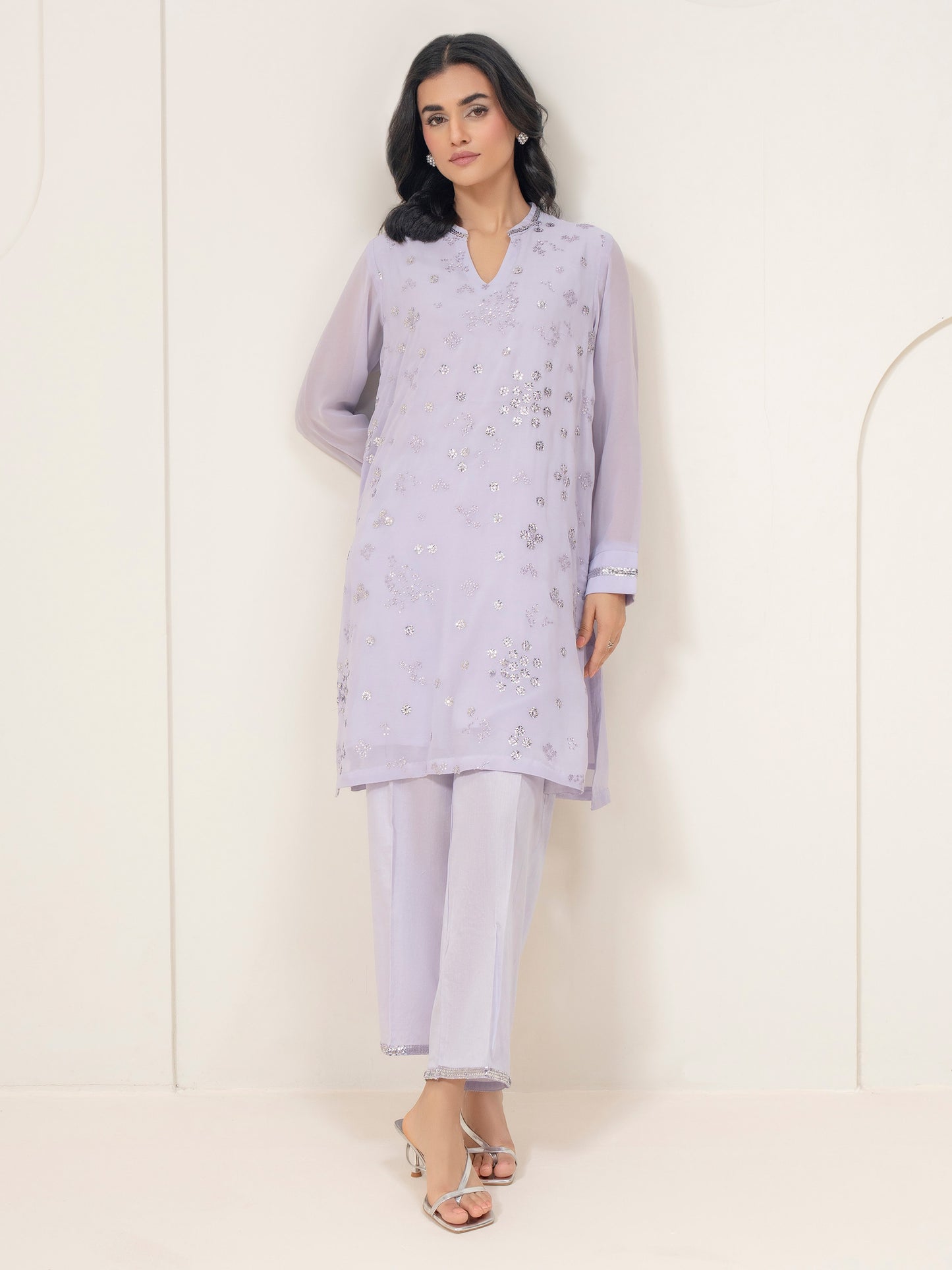 2 Piece Chiffon Suit-Embellished (Pret)