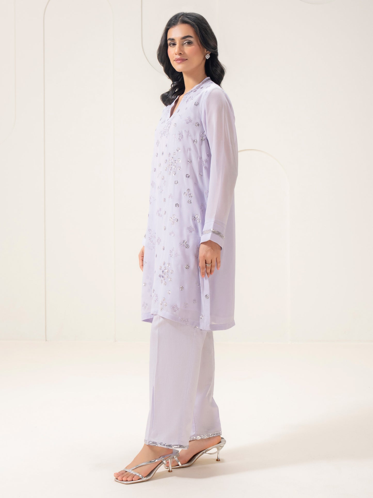 2 Piece Chiffon Suit-Embellished (Pret)