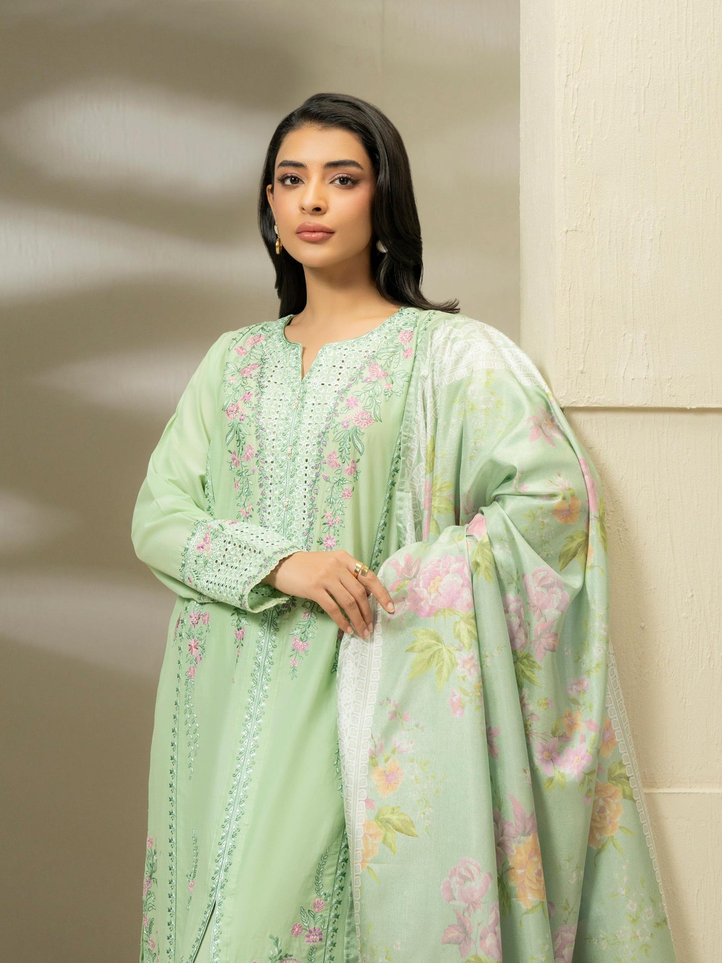 3 Piece Cambric Suit-Embroidered (Pret)