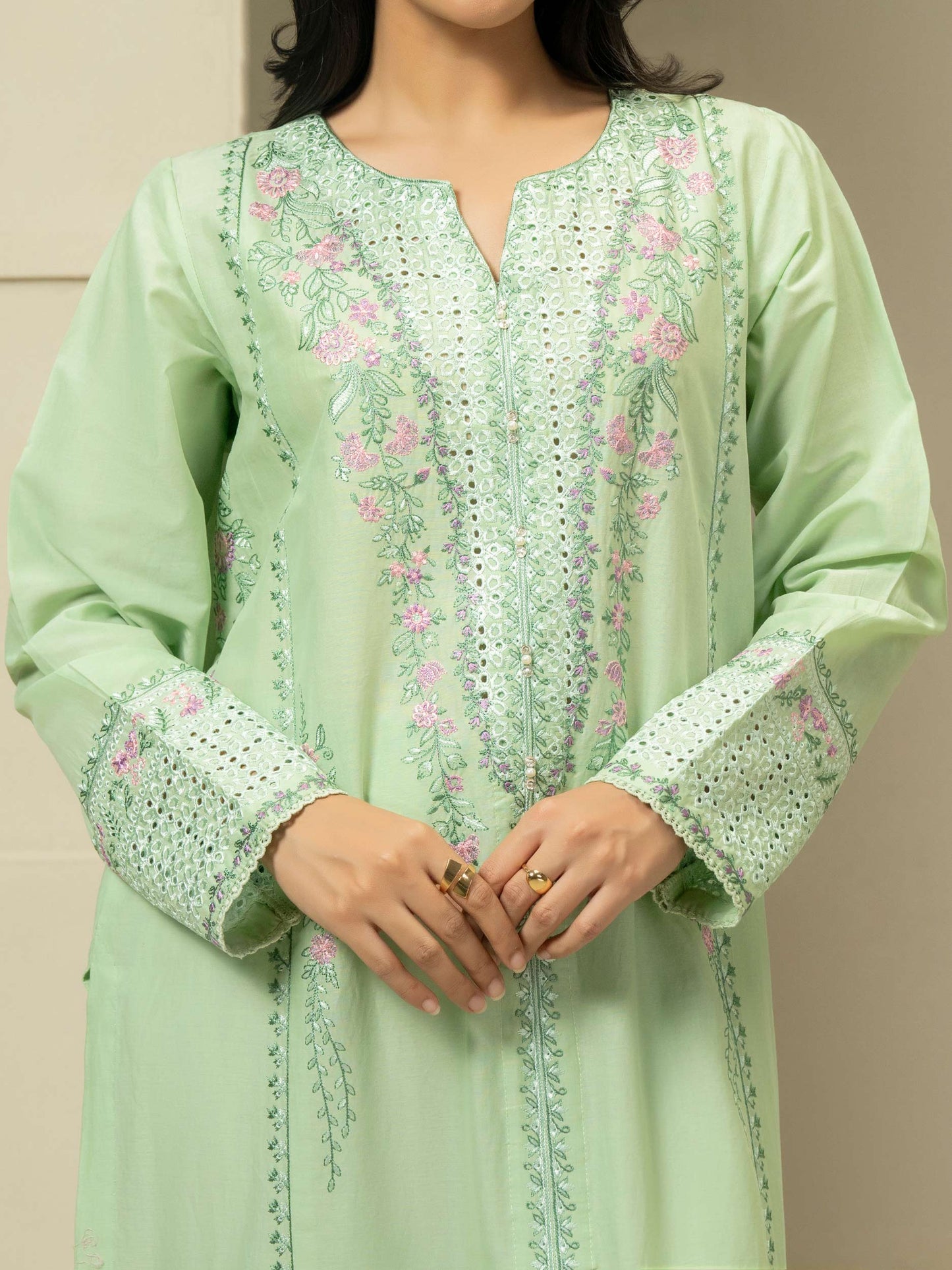 3 Piece Cambric Suit-Embroidered (Pret)