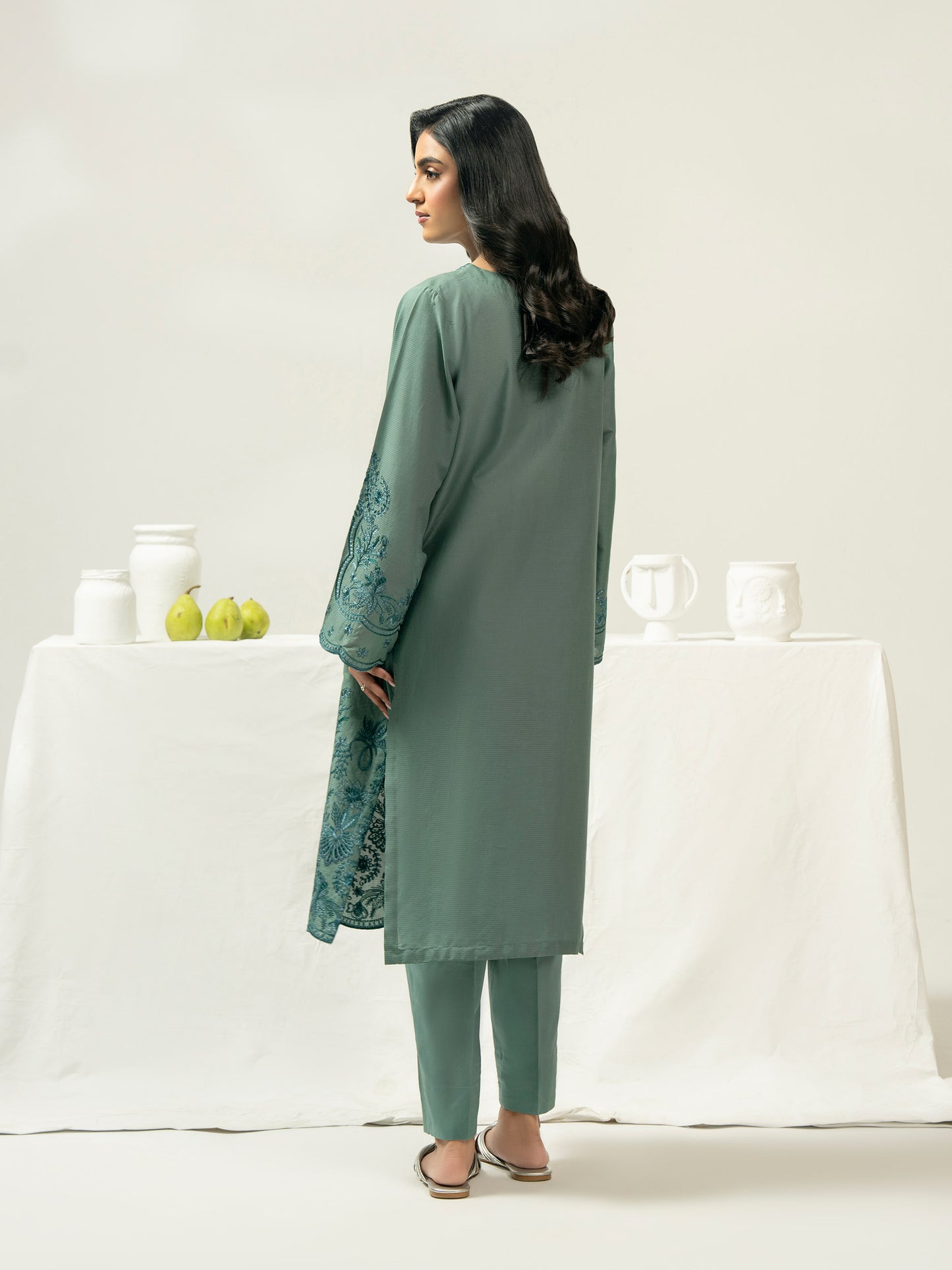 2 Piece Dobby Suit-Embroidered (Pret)