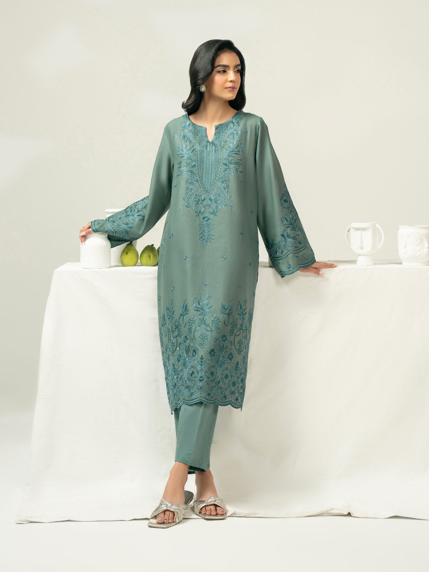 2 Piece Dobby Suit-Embroidered (Pret)
