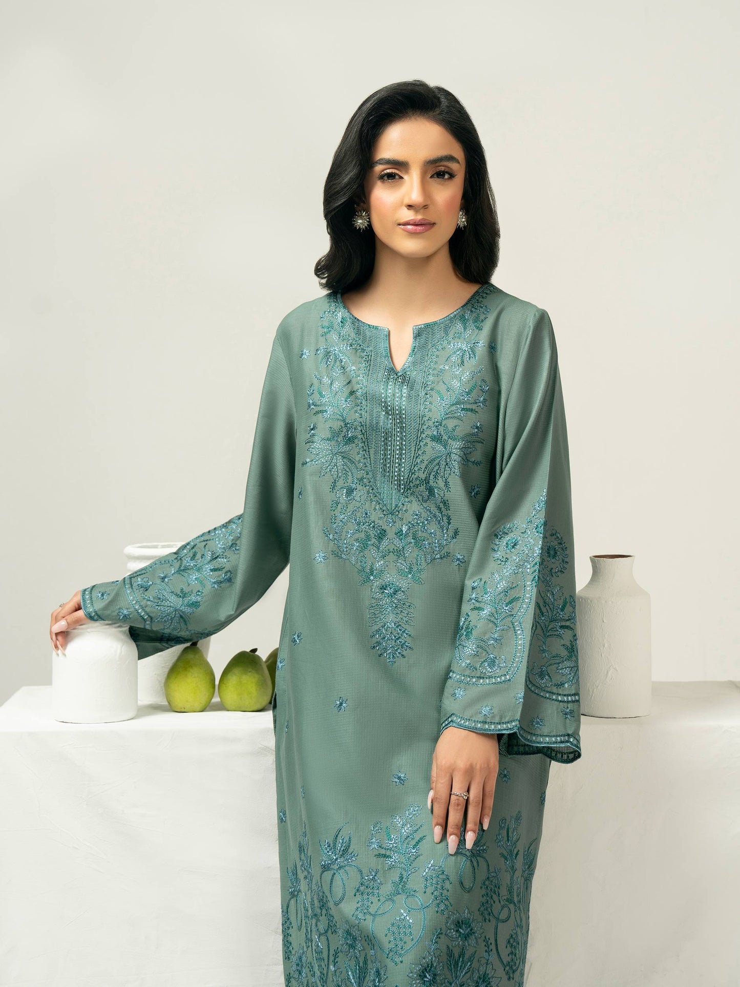 2 Piece Dobby Suit-Embroidered (Pret)