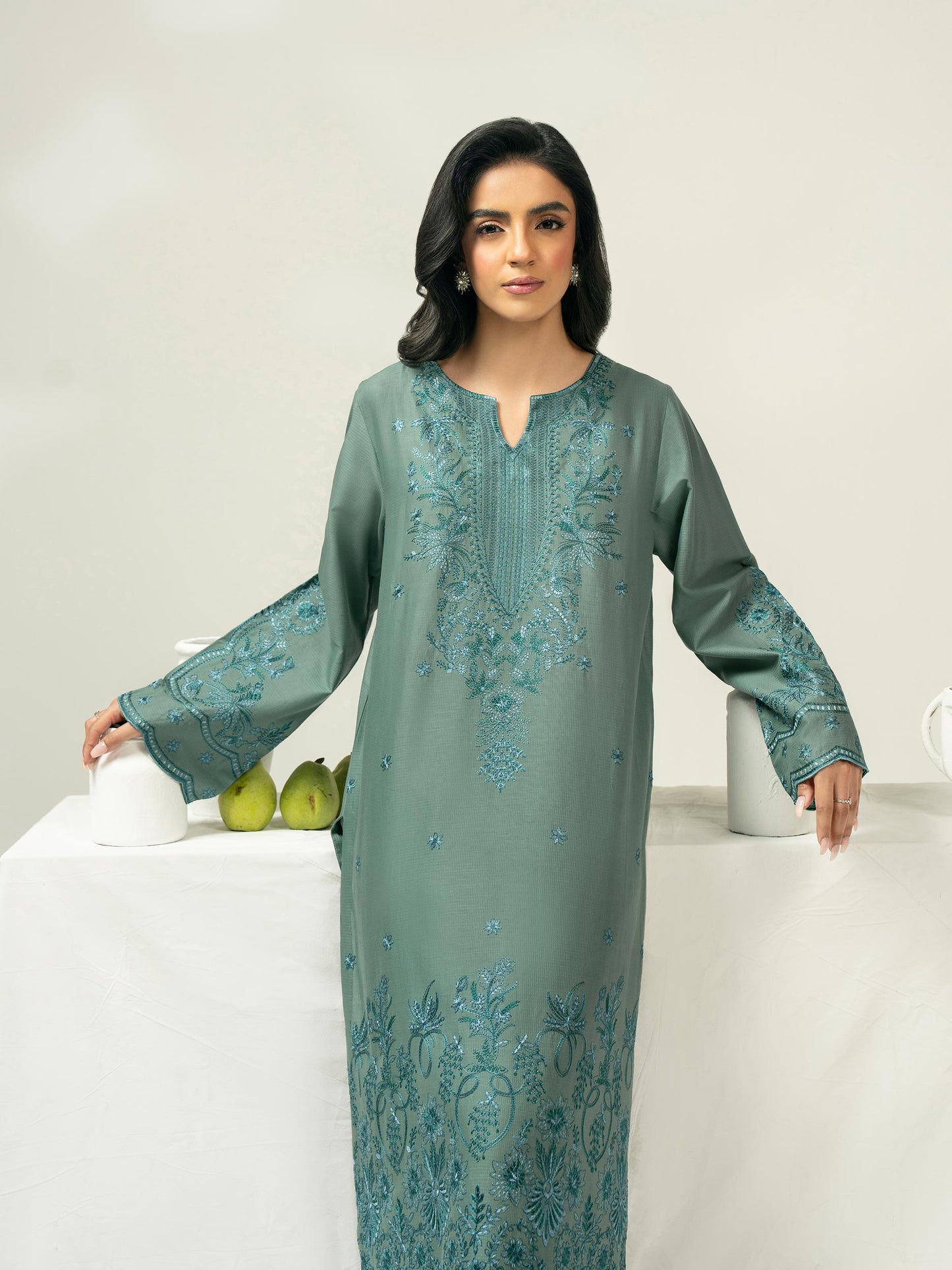 2 Piece Dobby Suit-Embroidered (Pret)