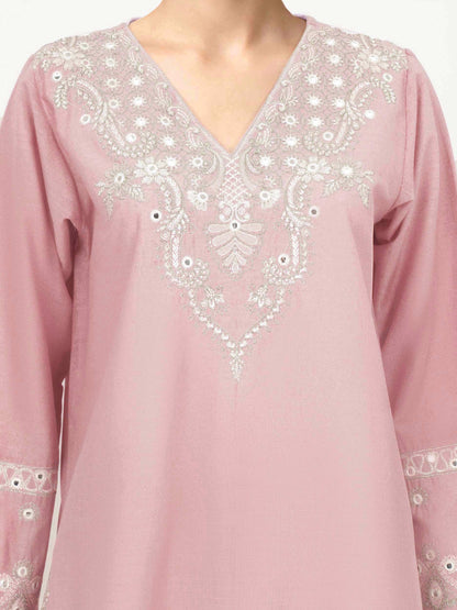 3 Piece Lawn Slub Suit- Embroidered (Pret)